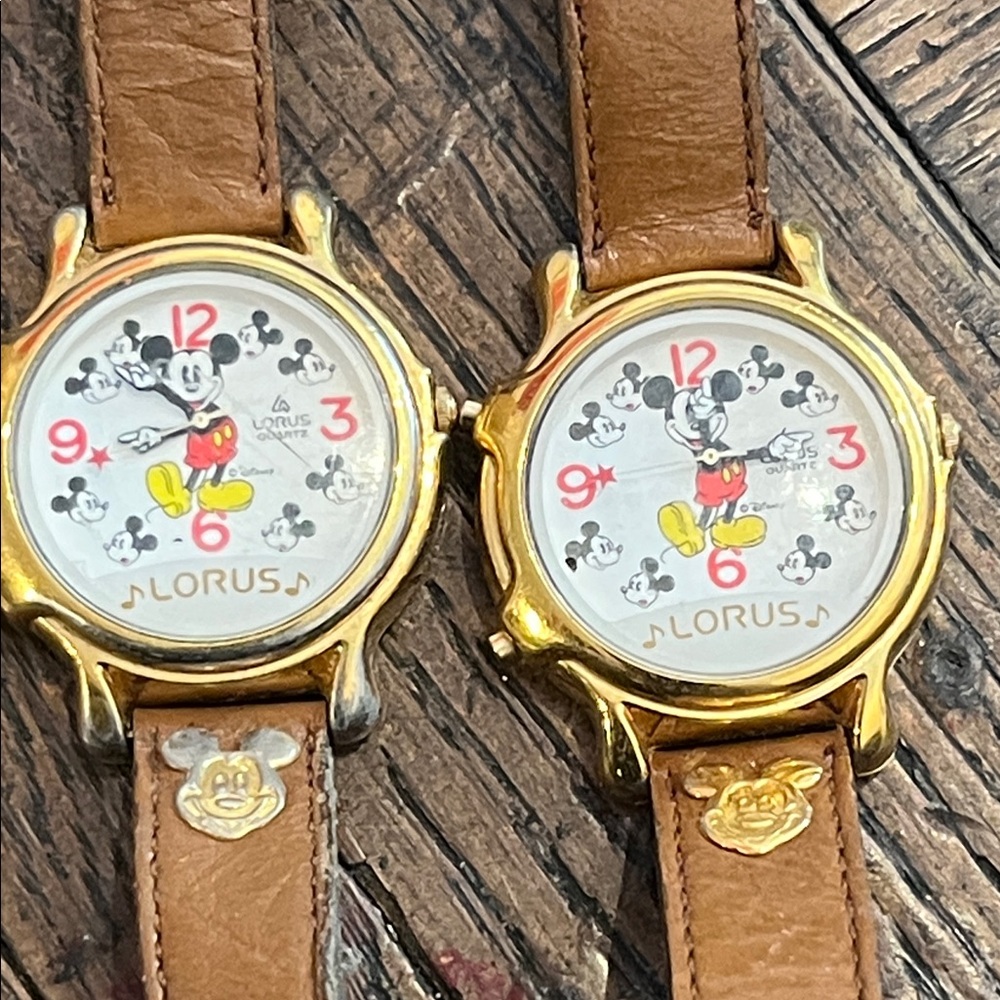 VINTAGE Lorus Mickey Mouse Gold and Brown Watches